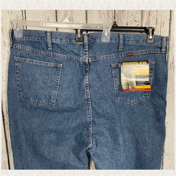 Rustler Extra Rugged Straight Leg Regular Fit Heavyweight Denim Jeans 48 x 30 - Picture 5 of 8